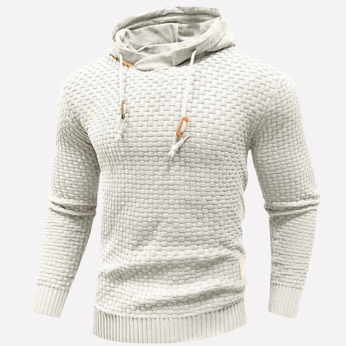 Męska Bluza z Kapturem Pullover z Teksturowanym Wzorem