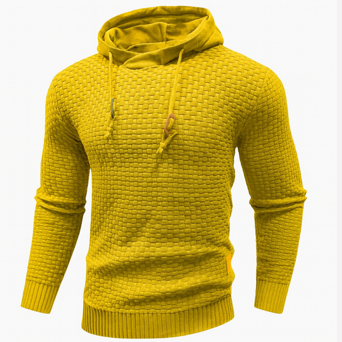 Męska Bluza z Kapturem Pullover z Teksturowanym Wzorem