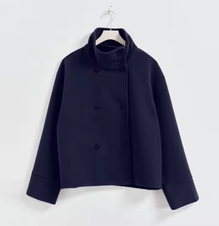 Genowefa | Elegancka Krótka Kurtka z Klasycznym Kołnierzem