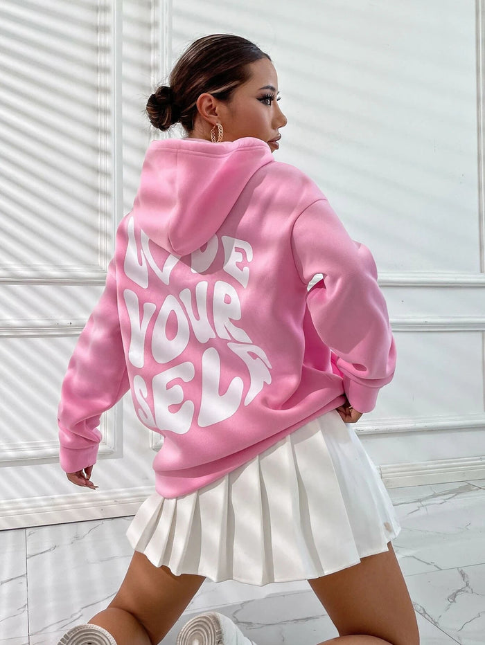 Sylwia | Bluza Oversize z Kapturem i Nadrukiem na Plecach