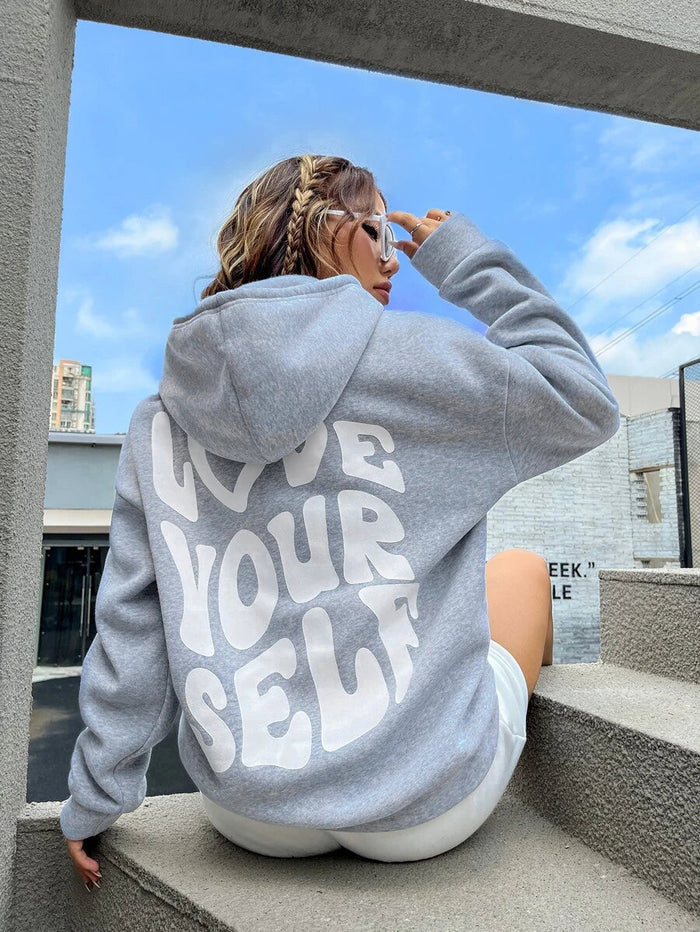Sylwia | Bluza Oversize z Kapturem i Nadrukiem na Plecach