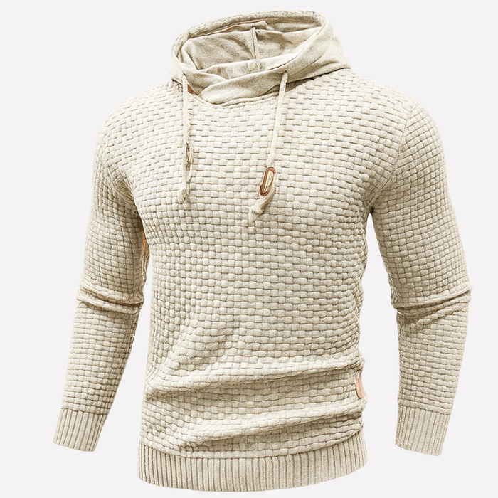 Męska Bluza z Kapturem Pullover z Teksturowanym Wzorem