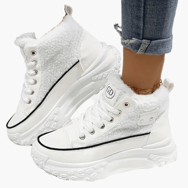 Babette – Modne Buty High Top z Ciepłym Futerkiem i Podeszwą Plateau