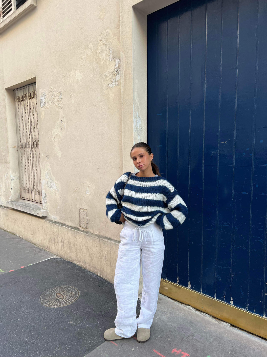 Teresa | Sweter Oversize w Paski z Miękkiej Dzianiny