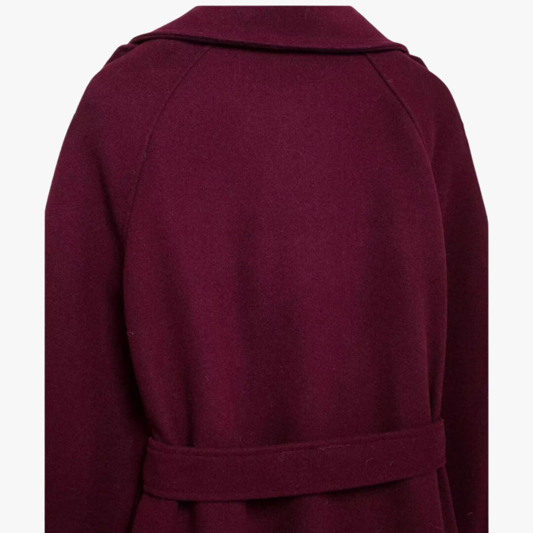 Quinty | Elegancki Trencz w Bordo z Paskiem