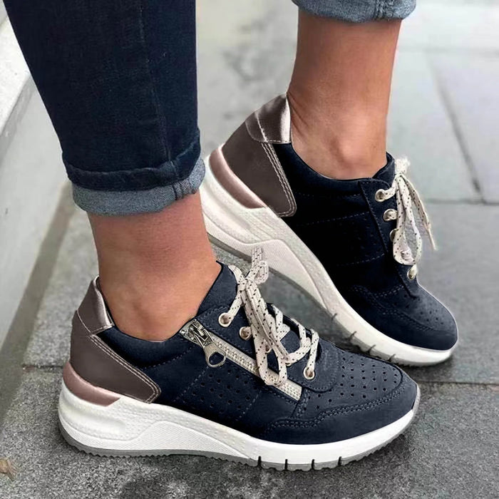 Damskie Sneakersy z Grubą Podeszwą i Sznurowaniem