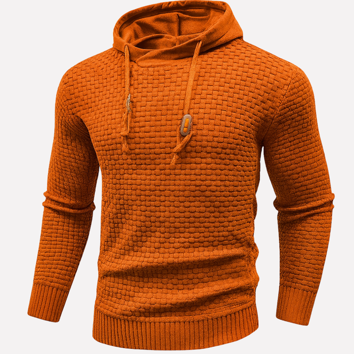 Męska Bluza z Kapturem Pullover z Teksturowanym Wzorem