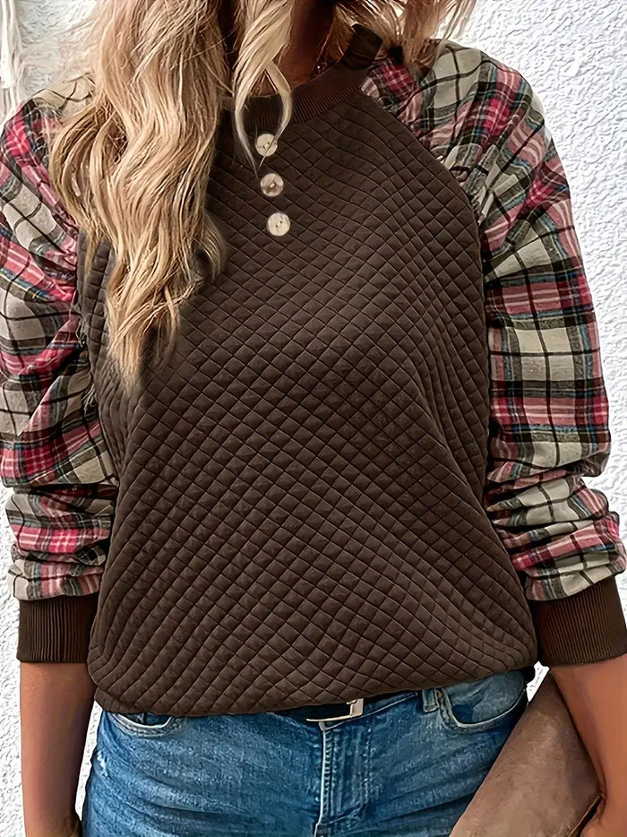 Barbara | Sweter z Kraciastymi Rękawami Raglan