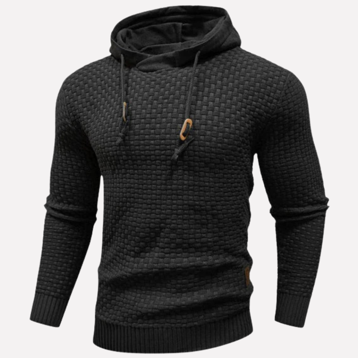 Męska Bluza z Kapturem Pullover z Teksturowanym Wzorem