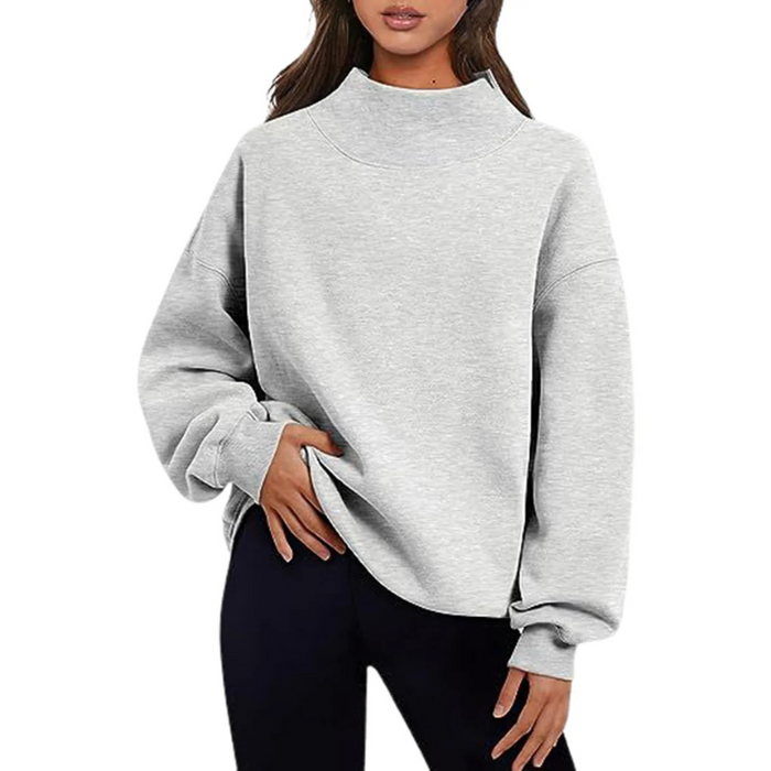 Damska Bluza Oversize z Długim Rękawem i Stójką