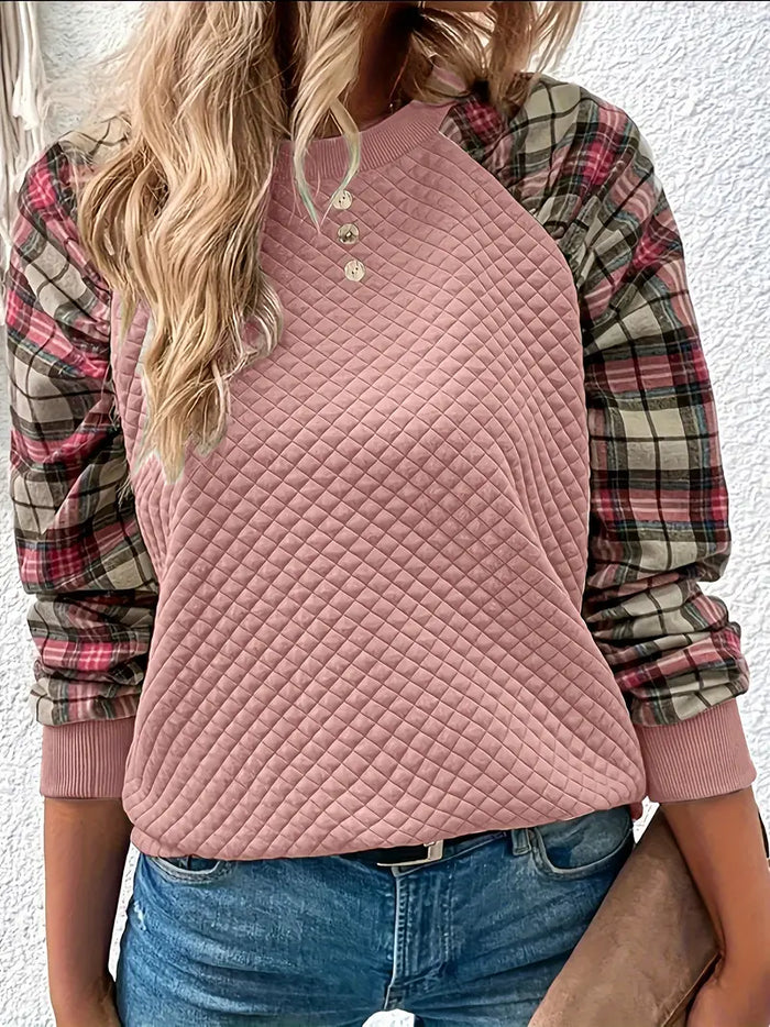 Barbara | Sweter z Kraciastymi Rękawami Raglan