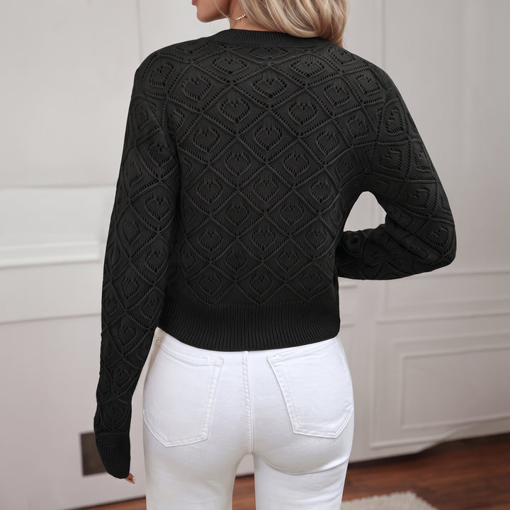 Damski Sweter Rozpinany z Guzikami i Wzorem Diamentowym