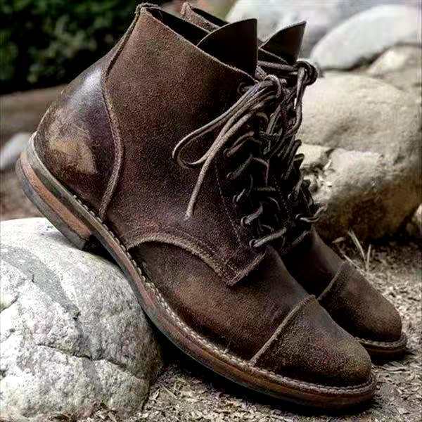 Wysokie Skórzane Buty Sznurowane