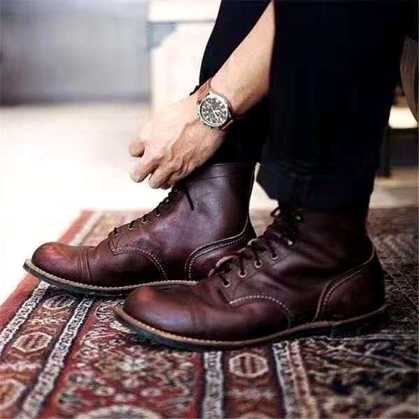 Wysokie Skórzane Buty Sznurowane