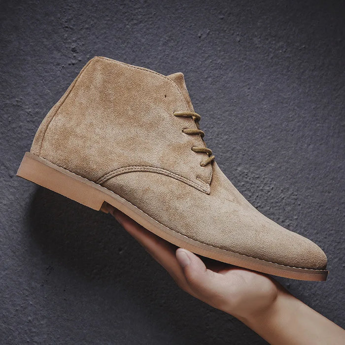 Męskie Zamszowe Buty Chukka ze Sznurowaniem