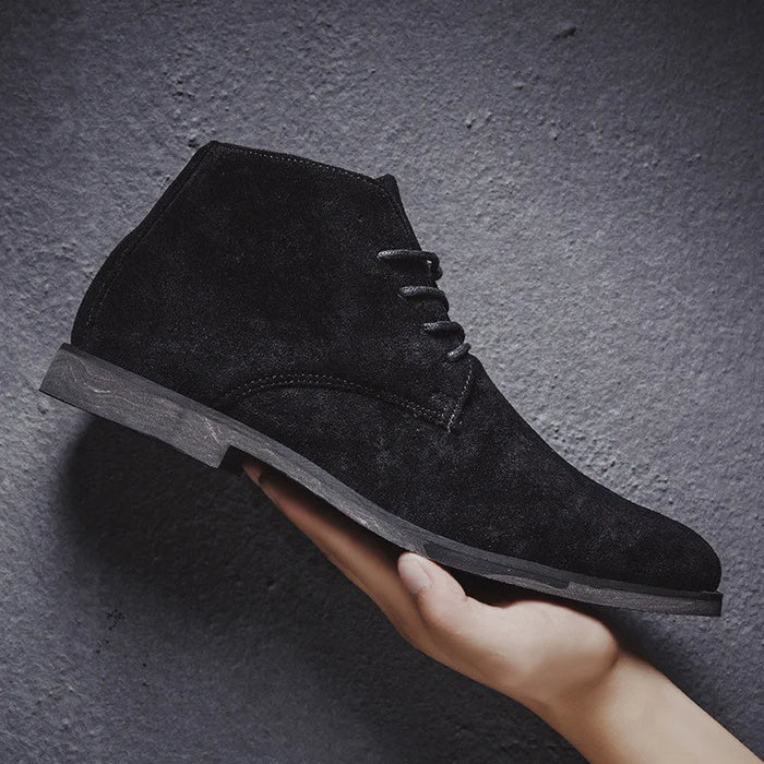 Męskie Zamszowe Buty Chukka ze Sznurowaniem