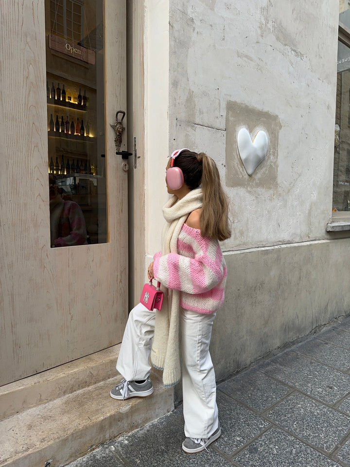 Teresa | Sweter Oversize w Paski z Miękkiej Dzianiny