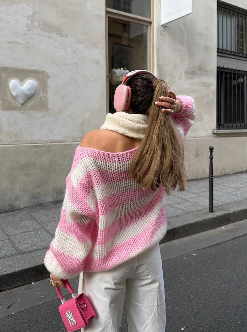 Teresa | Sweter Oversize w Paski z Miękkiej Dzianiny