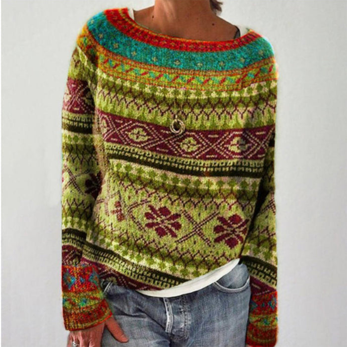 Dziergany Sweter w Geometryczny Wzór