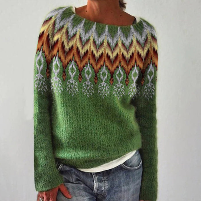 Dziergany Sweter w Geometryczny Wzór