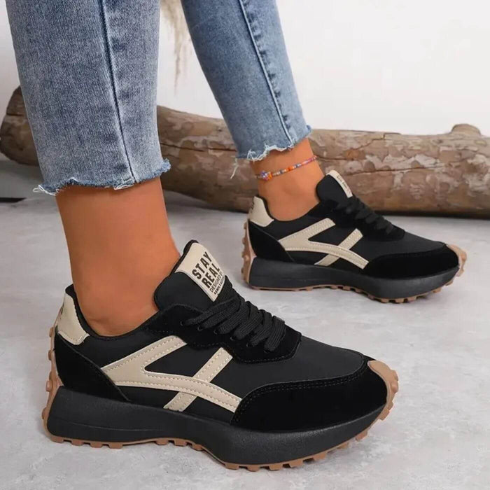Damskie Sneakersy z Kontrastowymi Pasami i Antypoślizgową Podeszwą