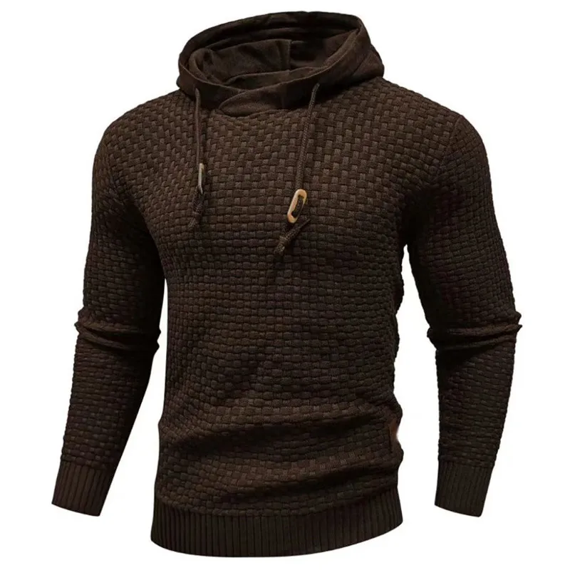 Męska Bluza z Kapturem Teksturowana Sweter Pullover