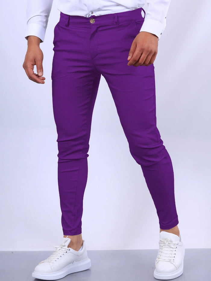 Męskie Spodnie Chino Slim Fit z Elastycznym Pasem
