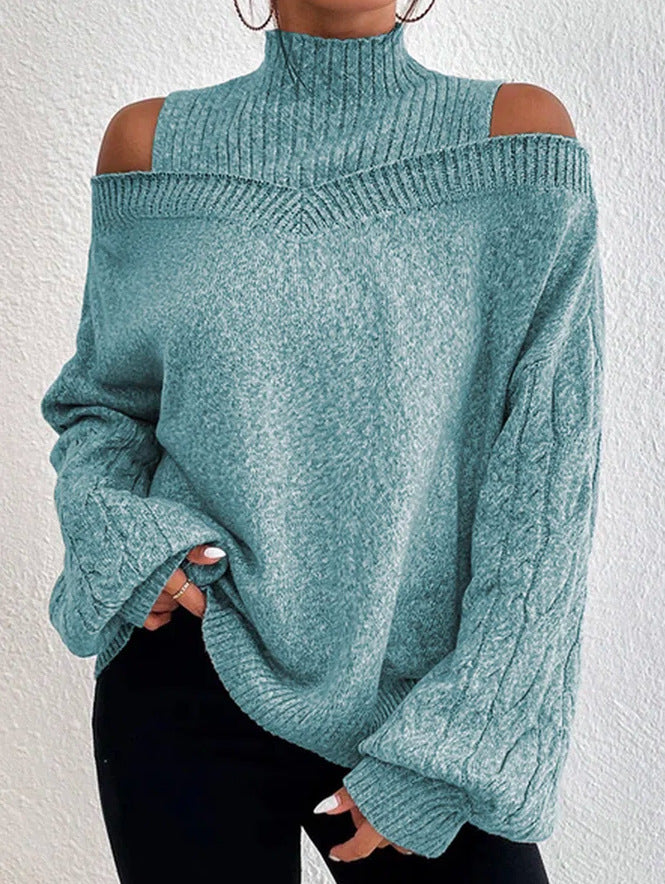 Sweter z Odkrytymi Ramionami w Warkocze