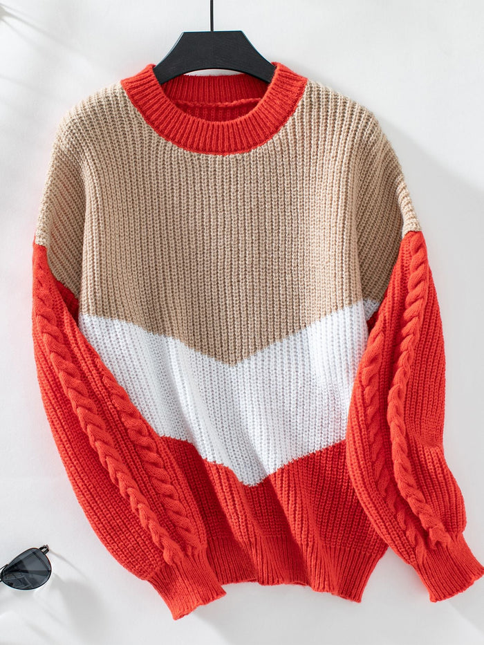 Damski Sweter z Geometrycznym Wzorem Kolorystycznym