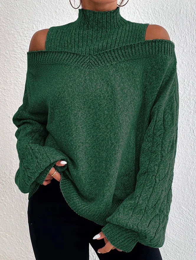 Sweter z Odkrytymi Ramionami w Warkocze