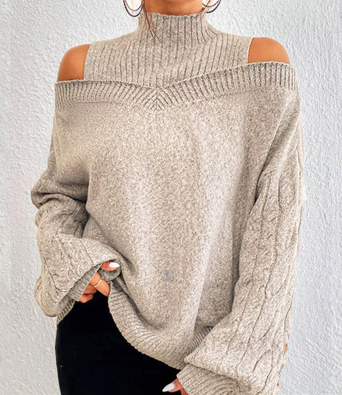 Sweter z Odkrytymi Ramionami w Warkocze
