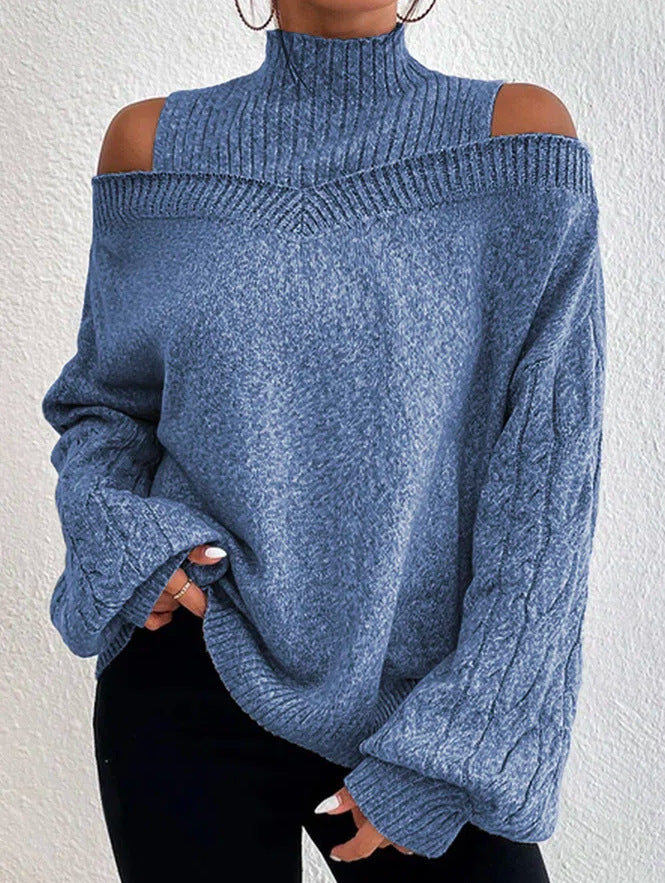 Sweter z Odkrytymi Ramionami w Warkocze