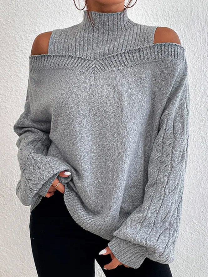 Sweter z Odkrytymi Ramionami w Warkocze
