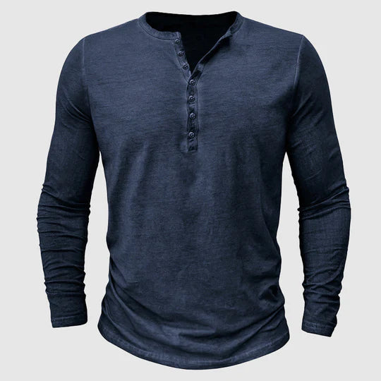 Klasyczna Koszulka Henley z Długim Rękawem