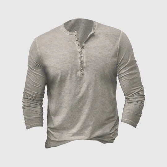 Klasyczna Koszulka Henley z Długim Rękawem