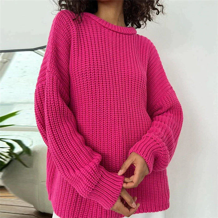 Sweter Oversize z Kołnierzykiem Efekt Dwóch Warstw