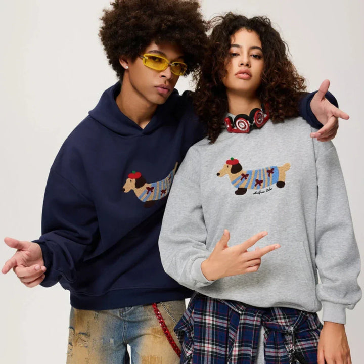 Daniel | Bluza Oversize z Haftowanym Jamnikiem