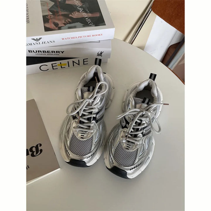 Alora | Chunky Mesh Sneaker Damskie – Wygodne i Sportowe Buty z Modną Podeszwą, Szare