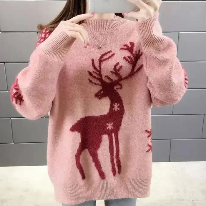 Świąteczny Sweter z Reniferem i Golfem