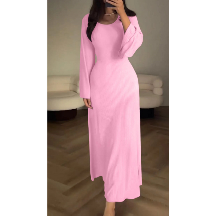 Elegancka Sukienka Maxi z Długim Rękawem