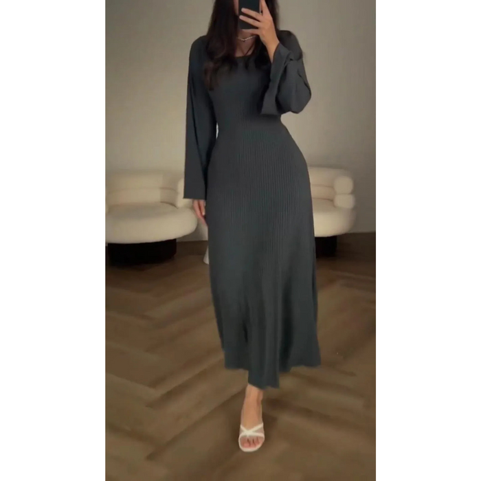 Elegancka Sukienka Maxi z Długim Rękawem