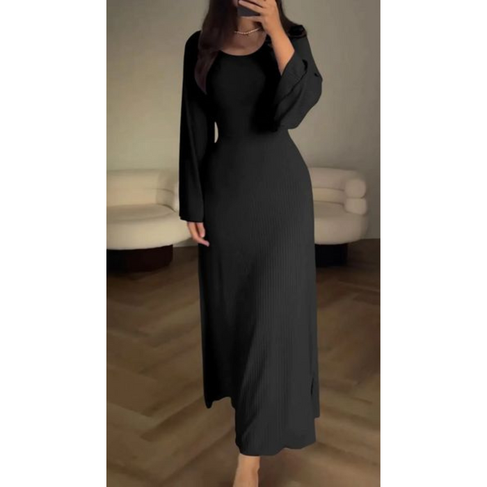 Elegancka Sukienka Maxi z Długim Rękawem