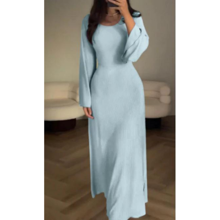 Elegancka Sukienka Maxi z Długim Rękawem