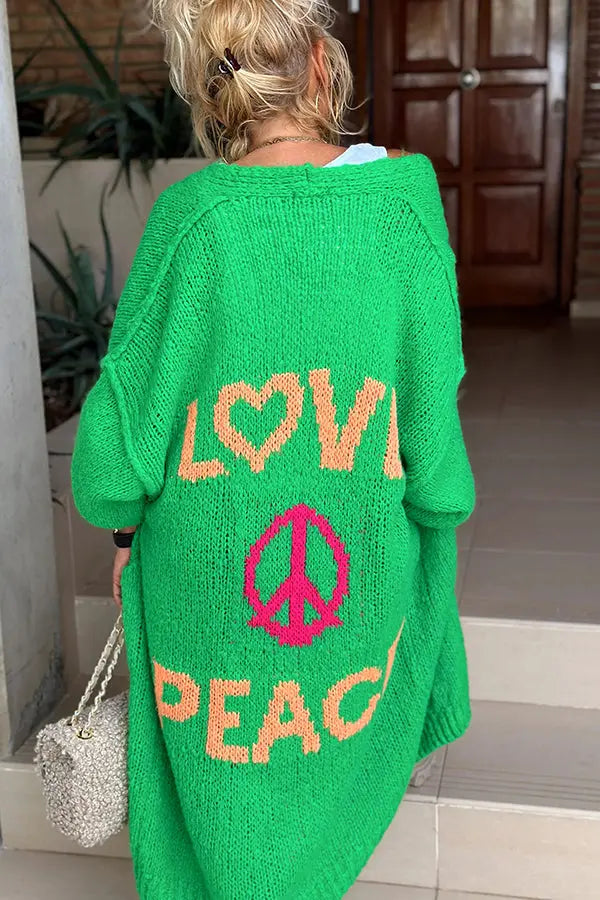 Bogna | Sweter „Miłość i Pokój” – miękki, oversize’owy, modny design