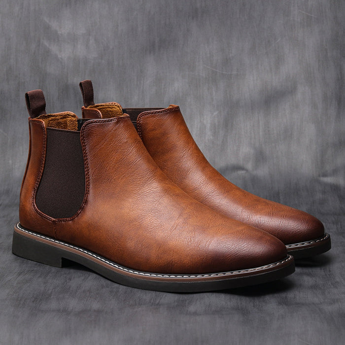 Męskie Chelsea Boots Slip-On z Elastycznym Wstawką