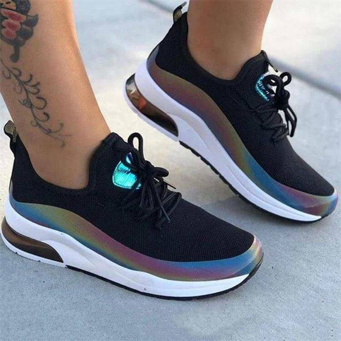 Przewiewne Sneakersy z Siateczki z Tęczowymi Detalami