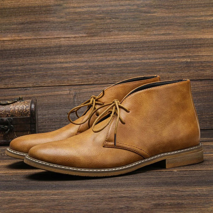 Buty Męskie Chukka ze Sznurowaniem i Kontrastowym Szwem
