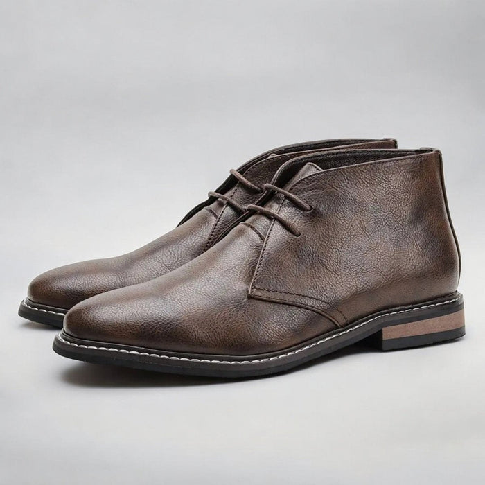 Buty Męskie Chukka ze Sznurowaniem i Kontrastowym Szwem