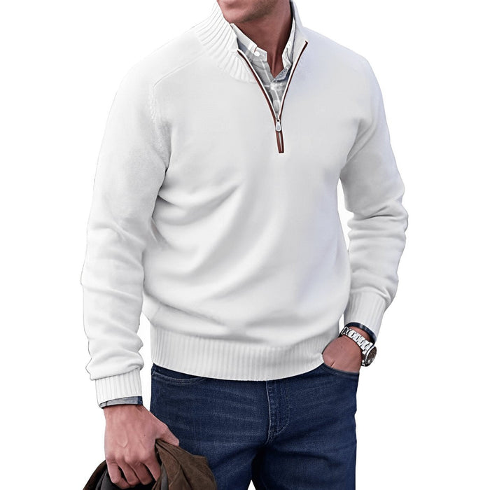 Męski Sweter z Zamkiem Quarter-Zip Długi Rękaw