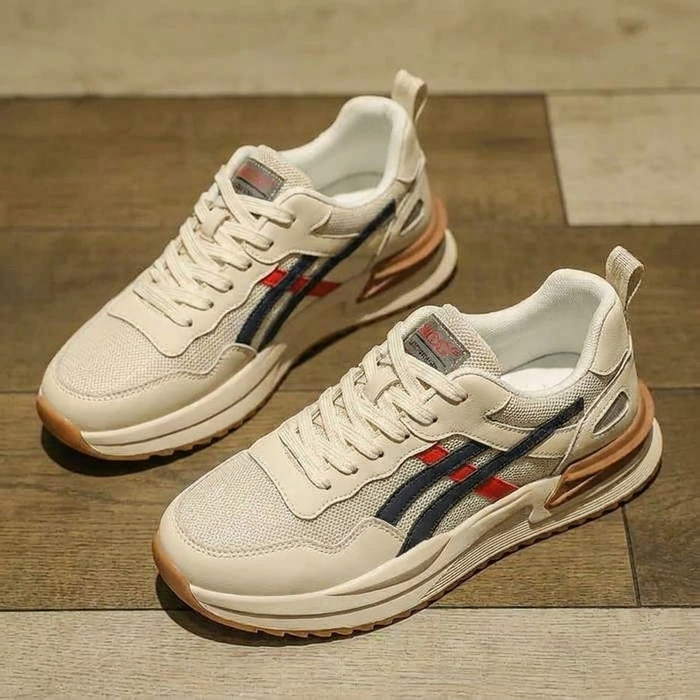 Sneakersy Męskie z Siateczkową Cholewką na Sznurowadła